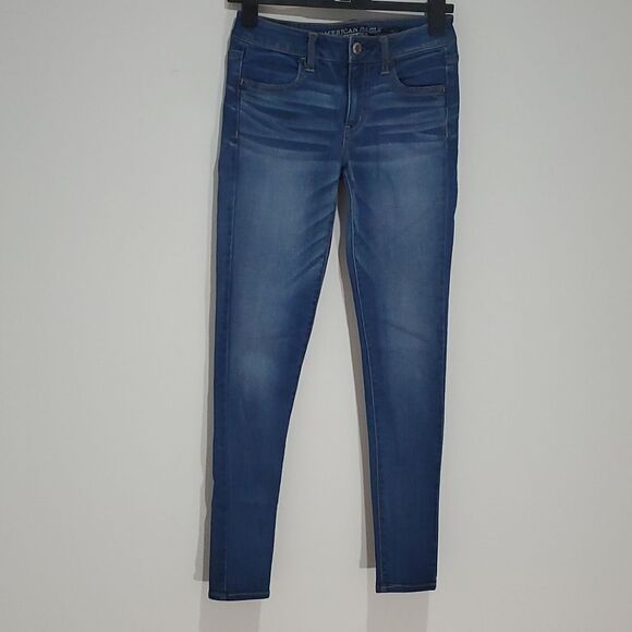 𝅺american Eagle super stretch 28x32 size 4 jeggings - Picture 2 of 8